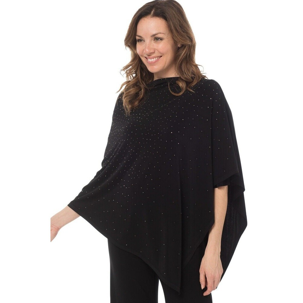 Joseph Ribkoff Poncho Cover Up Womens Size L XL Black Sparkle Asymmetrical